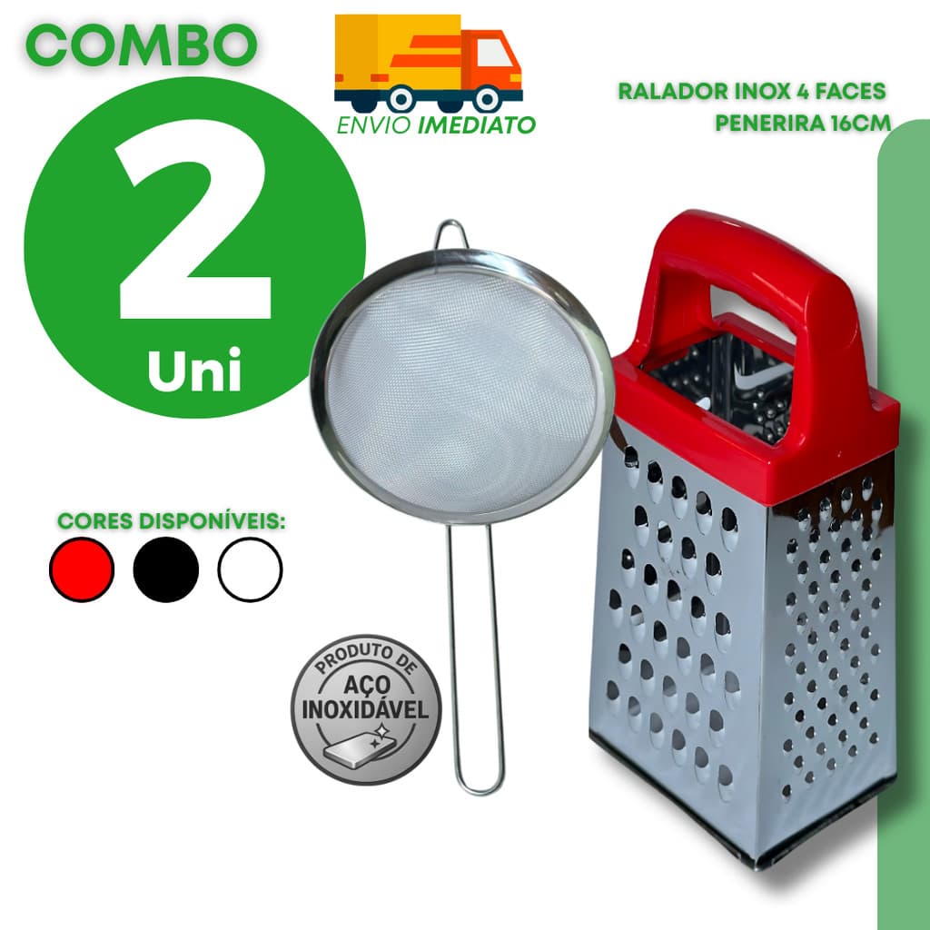 Ralador Multifuncional Inox Peneira Cozinha Queijo Legumes Profissional Resistente Cabo Colorido