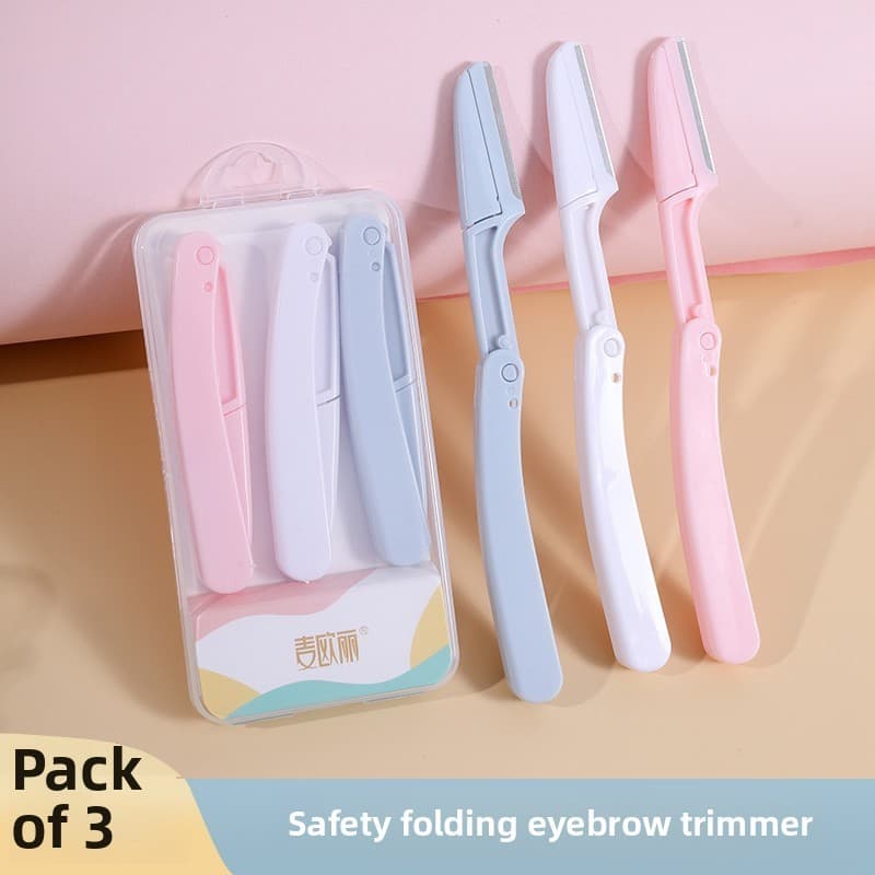Kit De Modelagem De Sobrancelha De 3 Unidades Com Design Dobrável , Seguro Para Pele , Navalha Unissex Remoção De Pelos