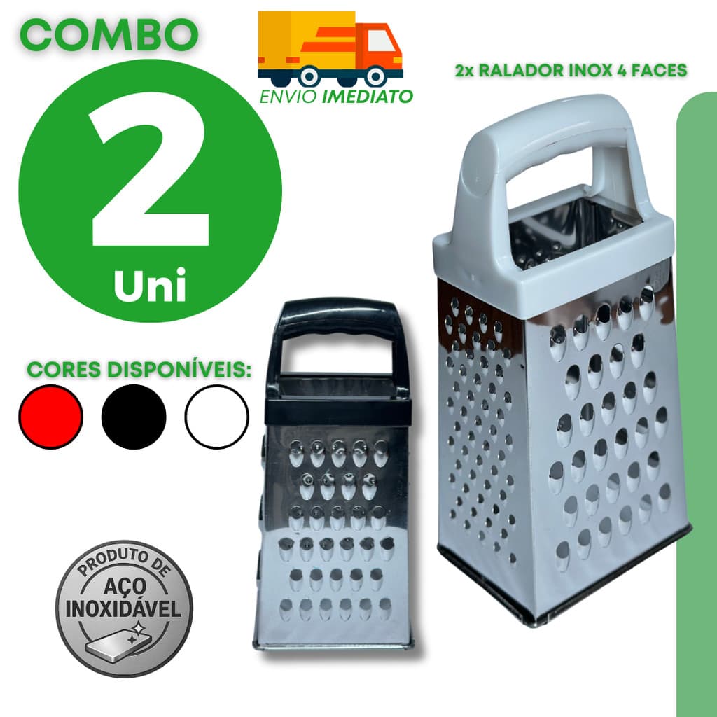 Ralador 4 Faces Aço Inoxidável Cozinha Queijo Legumes Cabo Preto Vermelho Branco Profissional Fino