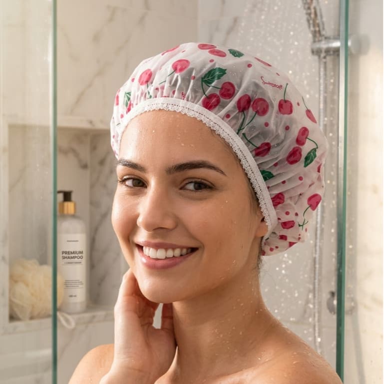 Kit 6 a 12 Toucas de Banho Plásticas Impermeáveis Reutilizáveis com Elástico Ajustável