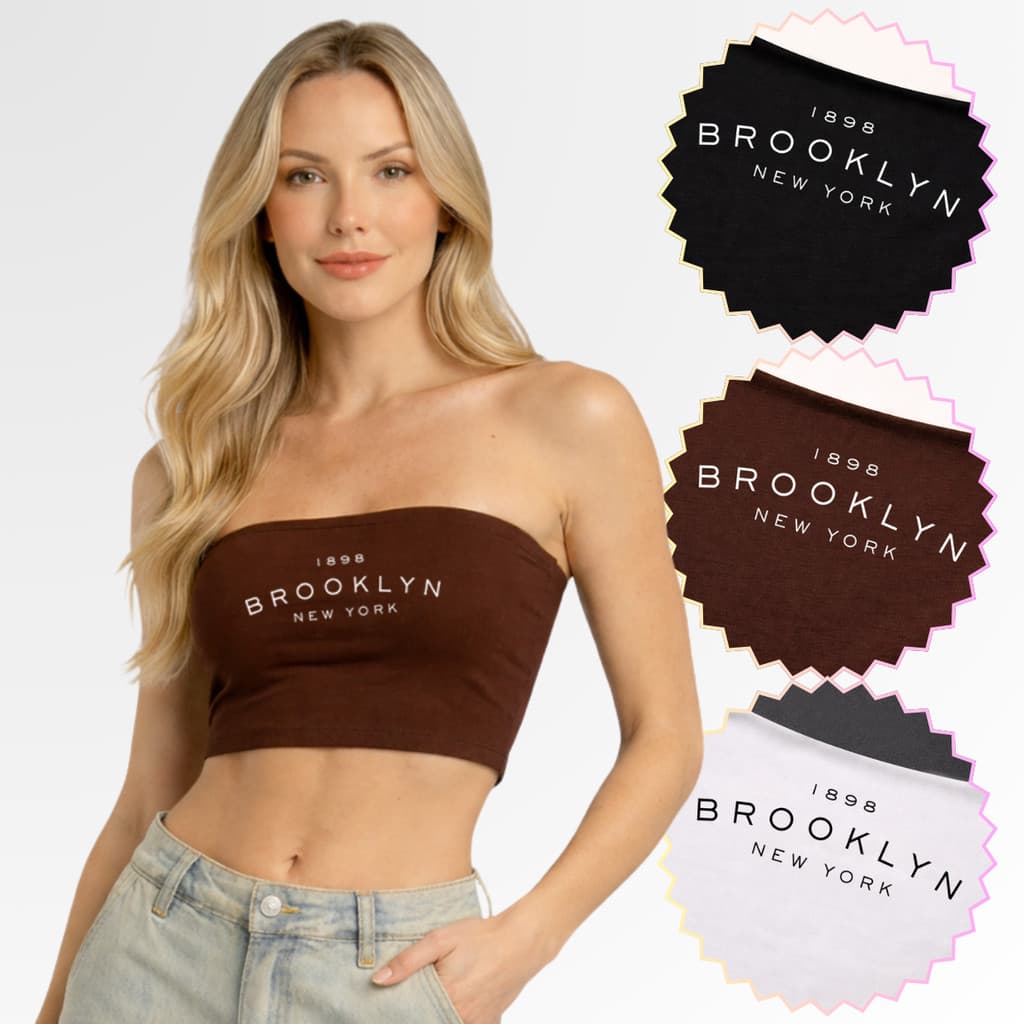 Cropped Feminino Faixa BROOKLYN NEW YORK NY Tomara Que Caia Faixa Fit Fitness Academia Suplex Forro Casual