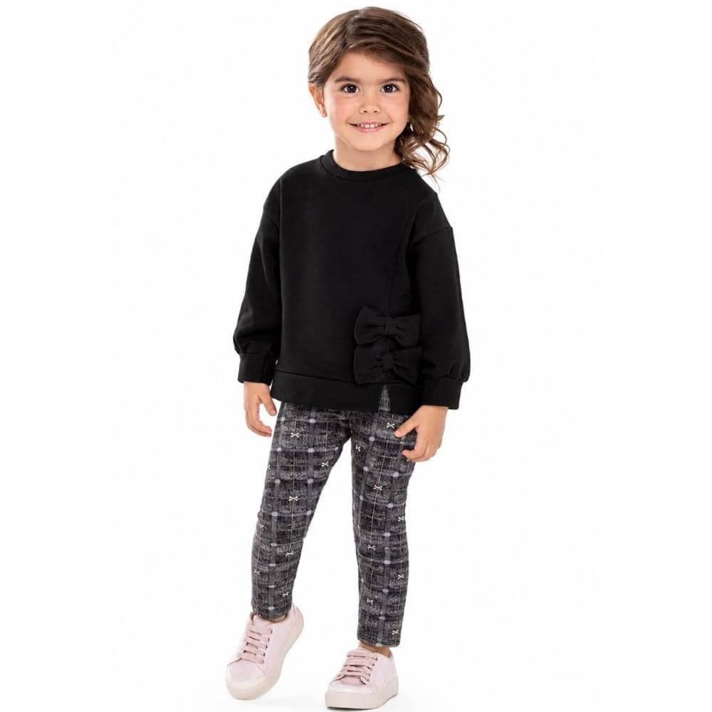 Conjunto Longo Infantil Menina Laços Colorittá - Preto