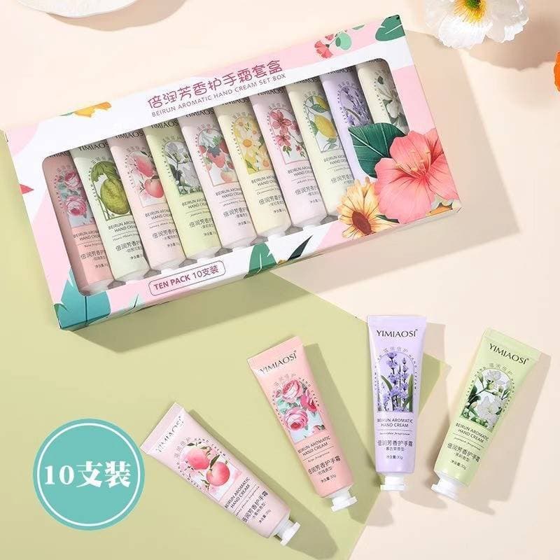 10 varas Floral frutada fragrância creme para as mãos caixa de presente feminino hidratante hidratante Anti-secagem hidr