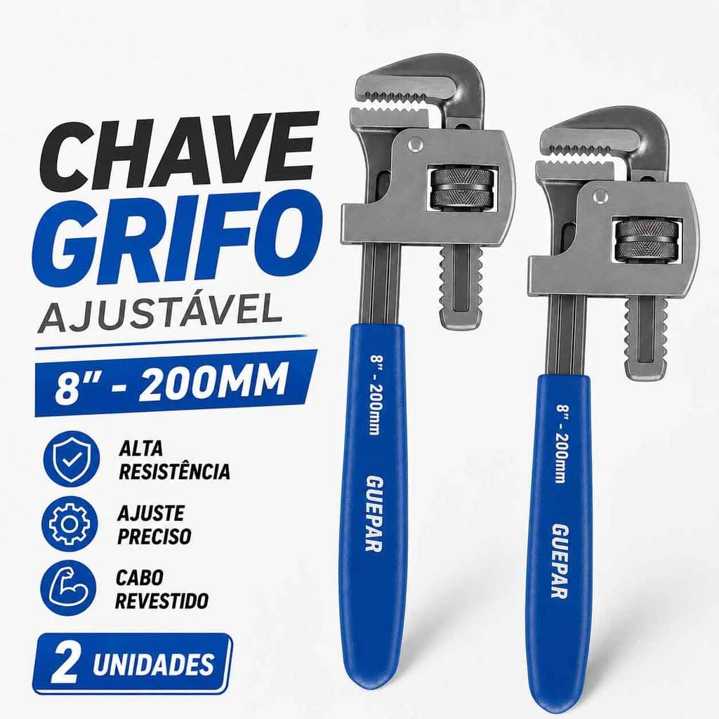 2 Unidades Chave Grifo 8 Pol Para Tubos Canos Conexões Hidráulica Manutenção E Reparos