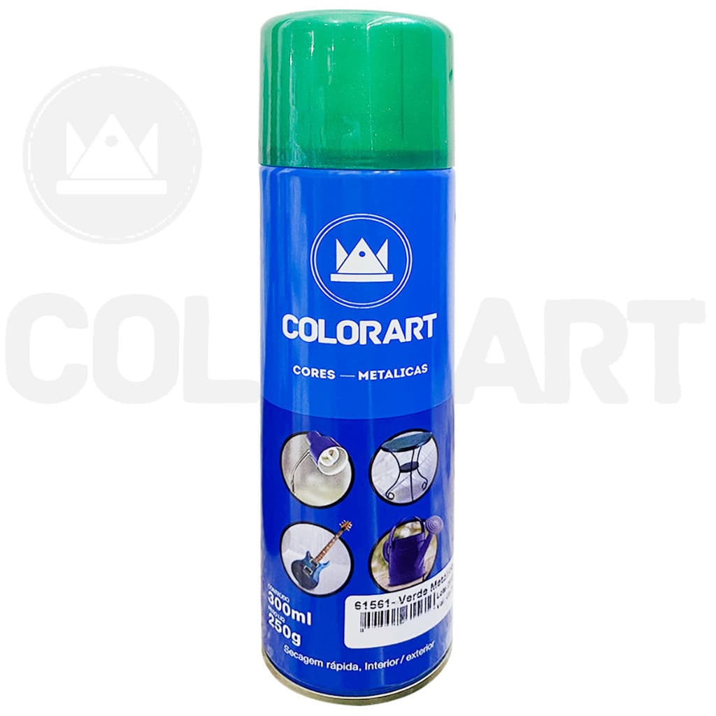 TOP Tinta Spray Efeito Metalico Para Metal Verde Colorart 300ml