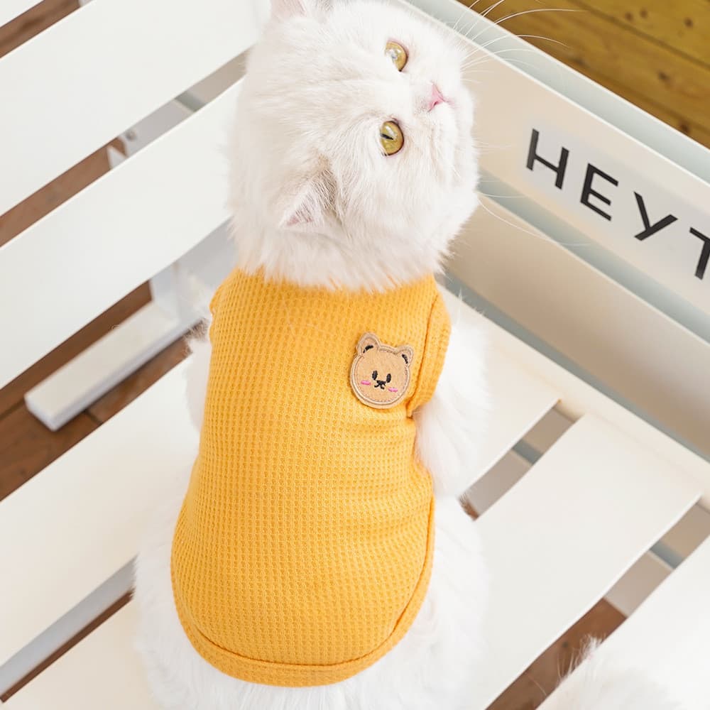 Roupa para Gato, Colete para Pet com Estampa de Urso Waffle, Roupa de Verão para Teddy, Chihuahua e Cães Pequenos, Roupa