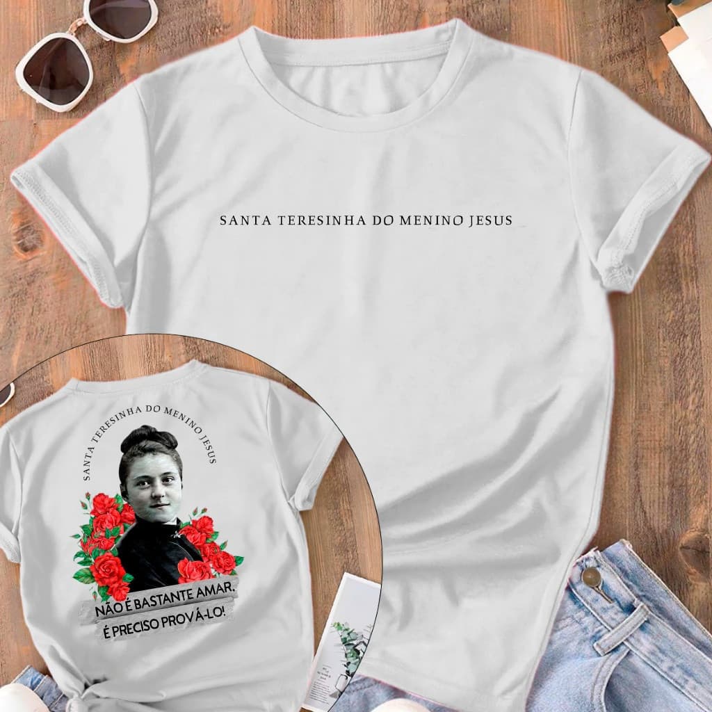 [Camiseta Premium em Algodão Puro]CC Camiseta Tradicional Santa Teresinha Do Menino Jesus Freira Religiosa