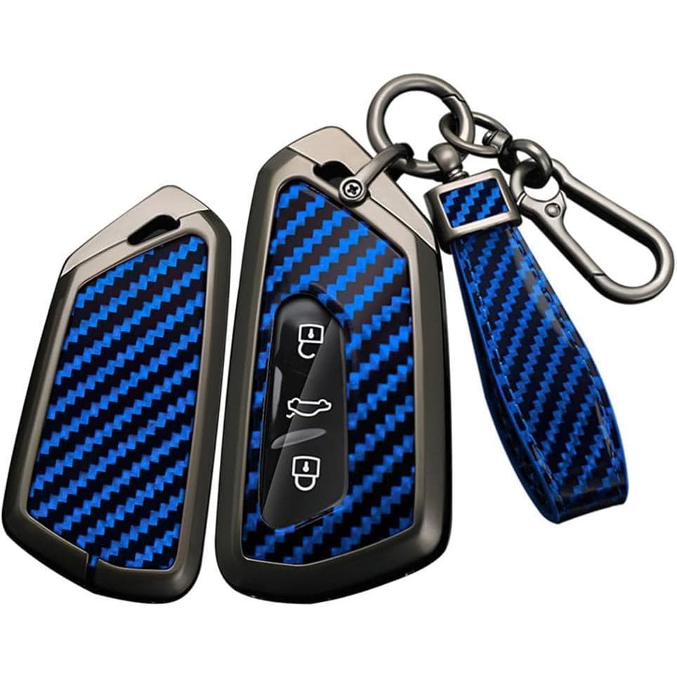 SANRILY Padrão De Fibra De Carbono Azul 3/4/5 Botões Capa Para Chave Fob Adequada VW 2021 2022 ID . 4 ID3 MK8 Golf 8 GTI