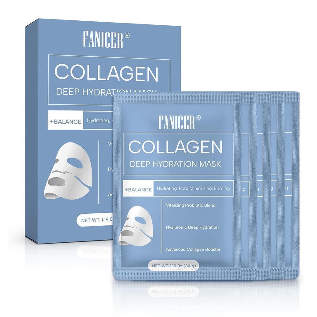 5 pacotes de máscaras faciais de colágeno, máscaras hidratantes para cuidados profundos da pele, máscaras de beleza para