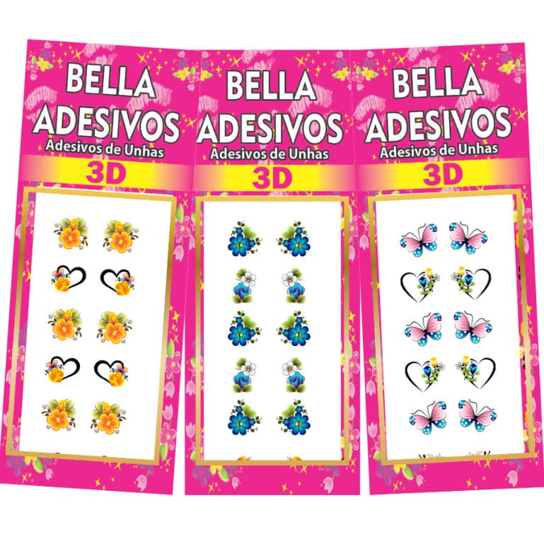 500 adesivos de unha 3d  Pelicula artesanal Bella
