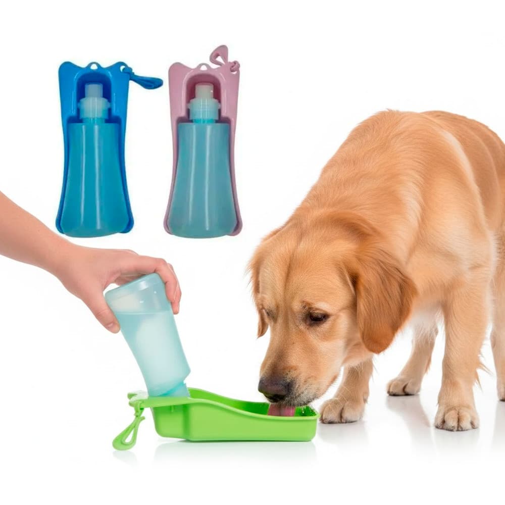 Garrafa Portátil Bebedouro Pet 250ml Passeio Cães e Gatos Bom Amigo