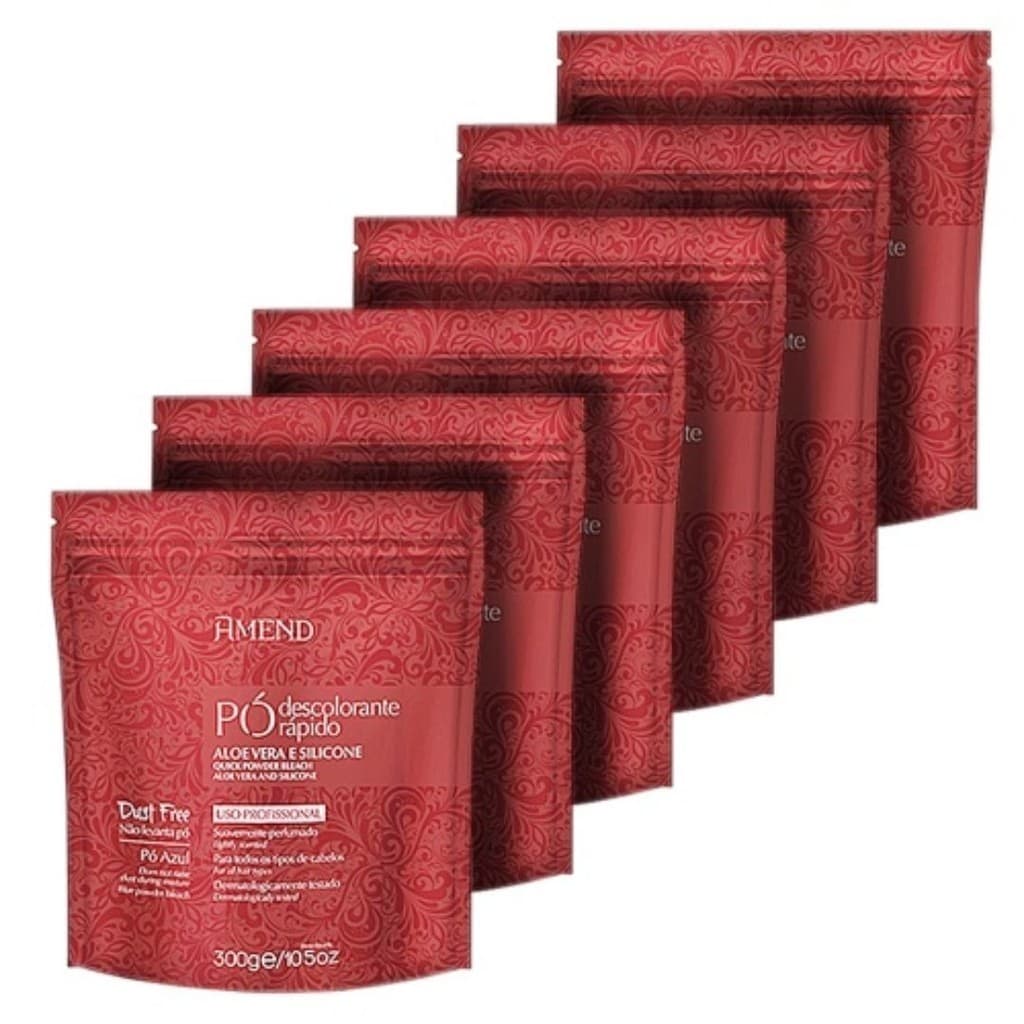 kit Com 6 Pó Descolorante Rápido Amend Aloe Vera E Silicone 300G