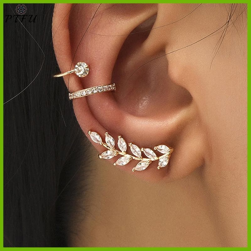 PTFU > 3 Pçs/set Bohemian Moda Delicado Cristal Zircão Orelha Cuff Wrap Stud Clip Brincos Para Mulheres Jóias Presente N