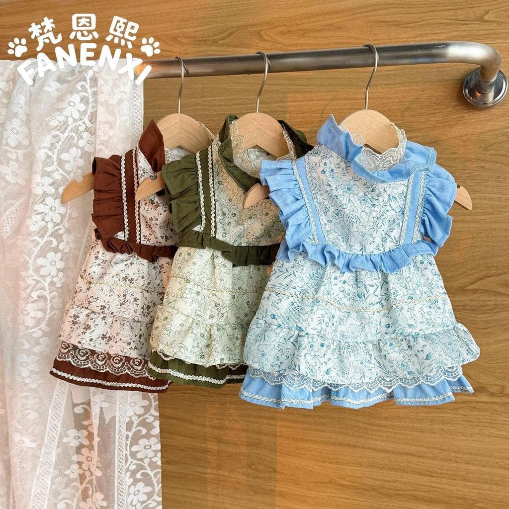 Roupas para cães vestido de bolo de gato primavera verão Floral princesa animal de estimação Yorkshire Bichon vestido