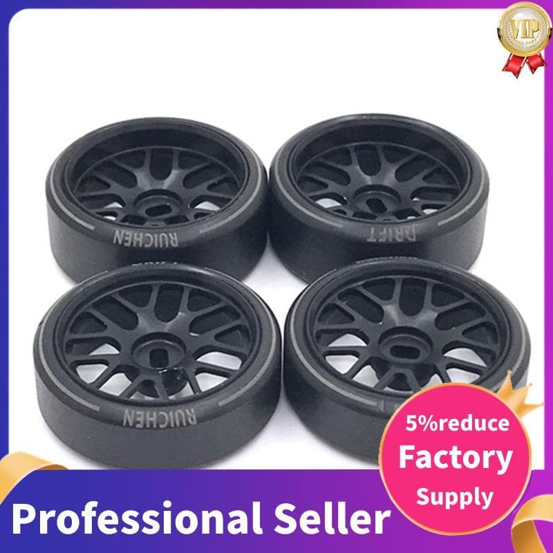 4 Unidades De Pneus De Deriva De Plástico Rígido Com Aro De Roda De Metal Para 284131 K969 K989 P929 Mini-Z 1/28 RC Peça
