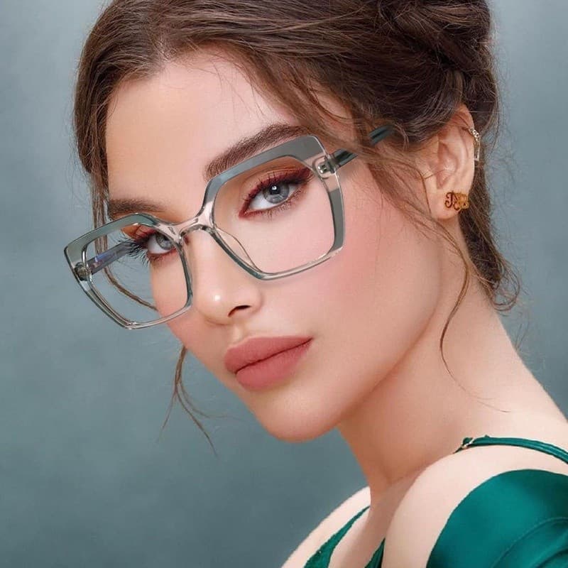 Novas Tendências Armações De Óculos Vintage Quadrado Verde Oversized Transparente Quadro Moda Feminina Claro Femininos