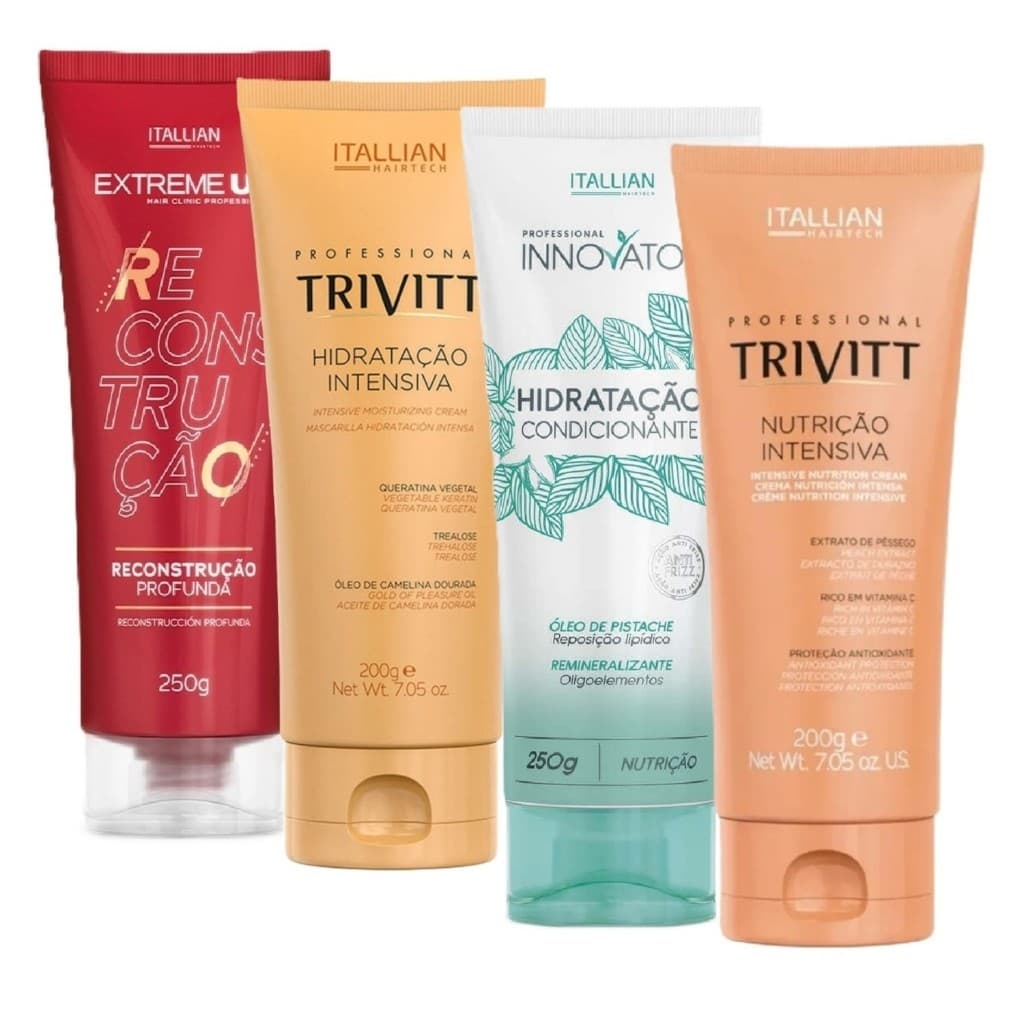 Kit Itallian Hairtech Profissional com 4 Itens para Cronograma Capilar
