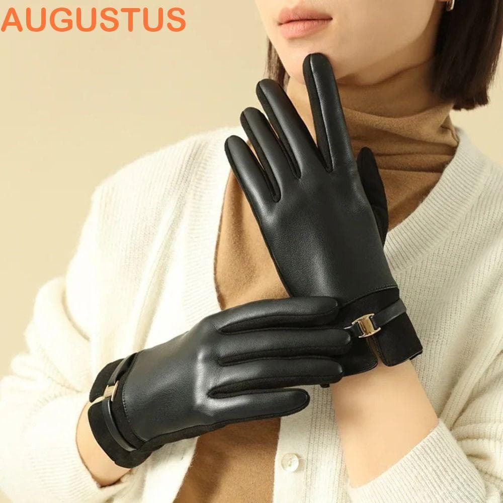Luvas De Tela Sensível Ao Toque AUGUSTUS , Couro Femininas Grossas À Prova D'água , Mantenha O Calor De Vento Para Dirig