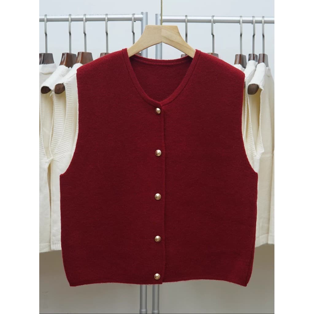 342 2025 outono inverno novo estilo em torno do pescoço colete de malha feminino estilo curto mais magro olhar All-Match