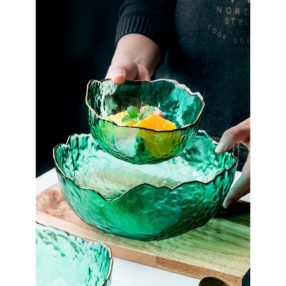 Estilo japonês glaciar Phnom Penh tigela de vidro influenciador colorido saladeira utensílios de mesa domésticos luz lux