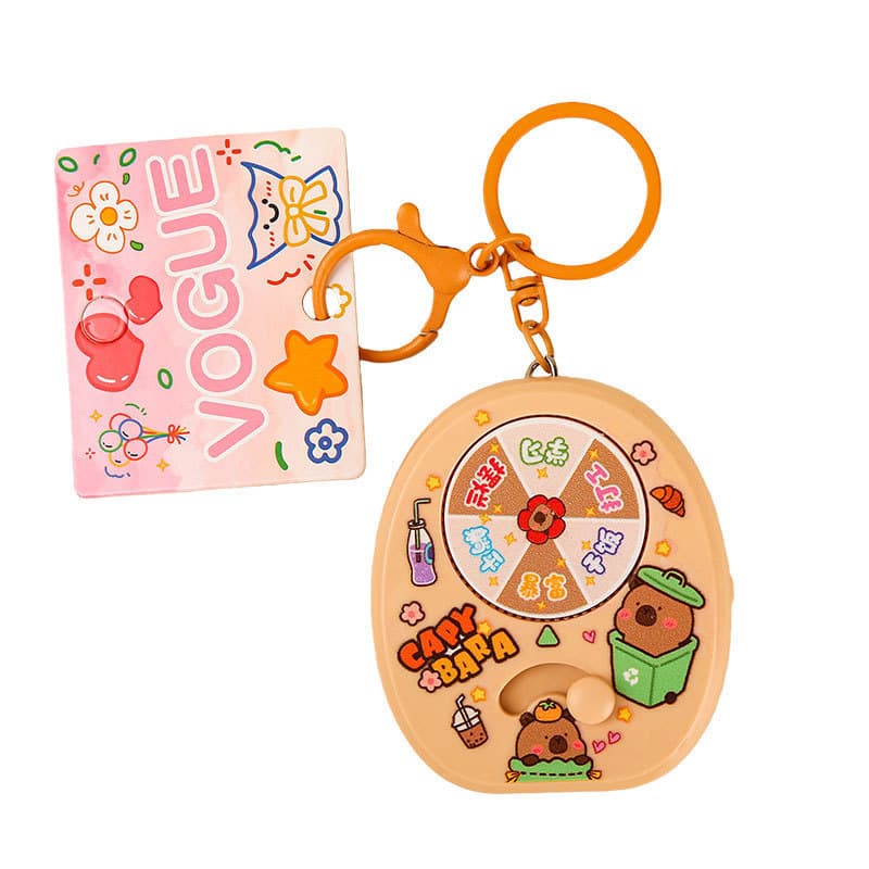 Bonito criativo diversão pequenos animais Zhuanzhuanle chaveiro feminino dos desenhos animados Carpibara sorte Turntable