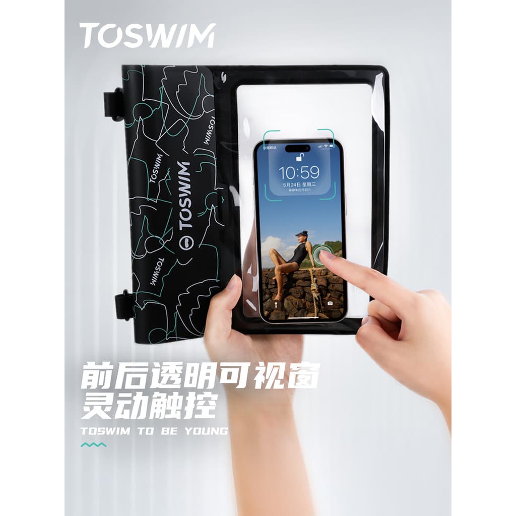 TOSWIM saco à prova dwaterproof água do telefone móvel capa de mergulho tela toque natação subaquática foto saco selado