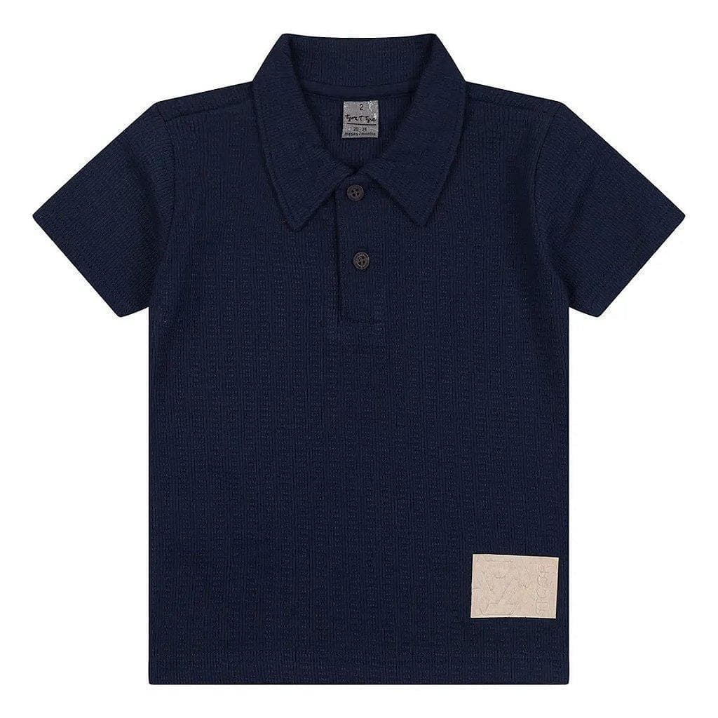Camiseta Gola Polo Tigor T Tigre Botão Etiqueta Azul Marinho