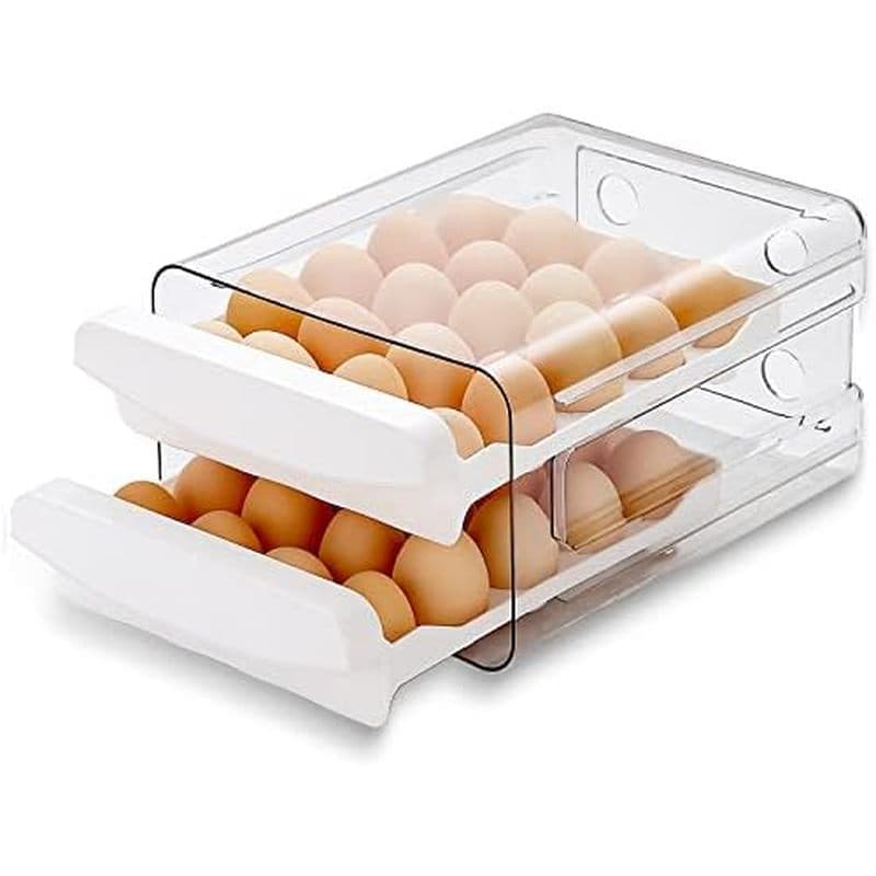 Porta-Ovos HOMQUEN , Plástico Transparente-Bandeja Para De 2 Camadas/40 Grades & amp ; Caixa De Armazenamento Fresco Gel