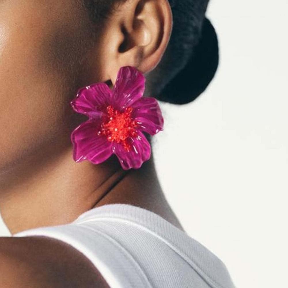 2026 Na Moda Colorido Acrílico Transparente Flor Brincos Para Mulheres Exagerado Grande Festa Jóias Acessórios