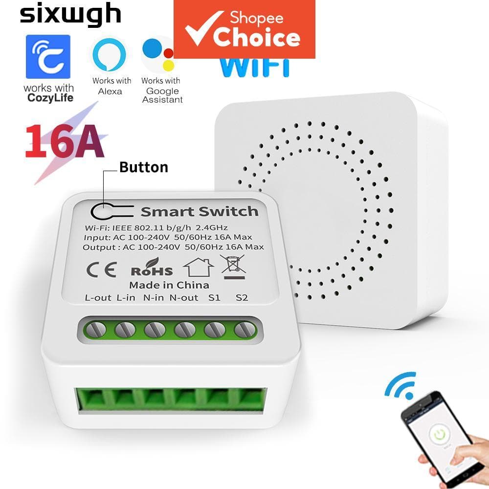 WiFi Smart Switch 16A CozyLife App Controle De Voz Para Google Home Alexa