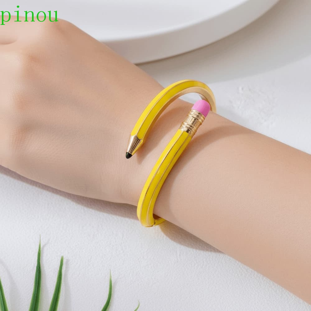 Pulseira De Esmalte Cruzado PINOU , Lápis Aberta Moderna Punho Fashion Com Brilho Brilhante E Combinação Exclusiva