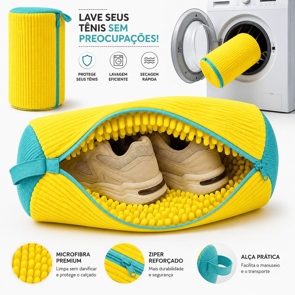 1/2/3 Bolsa Lavar Tenis Sapatos Maquina Lavadora