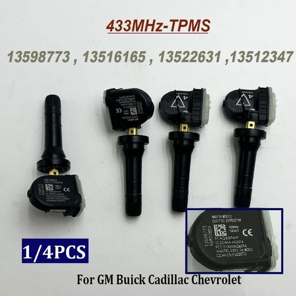 1/4PCS 13598773 Sensor Do Monitor De Pressão Dos Pneus 433Mhz TPMS 13516165 13512347 13522631 Para C-adillac G-MC Sierra