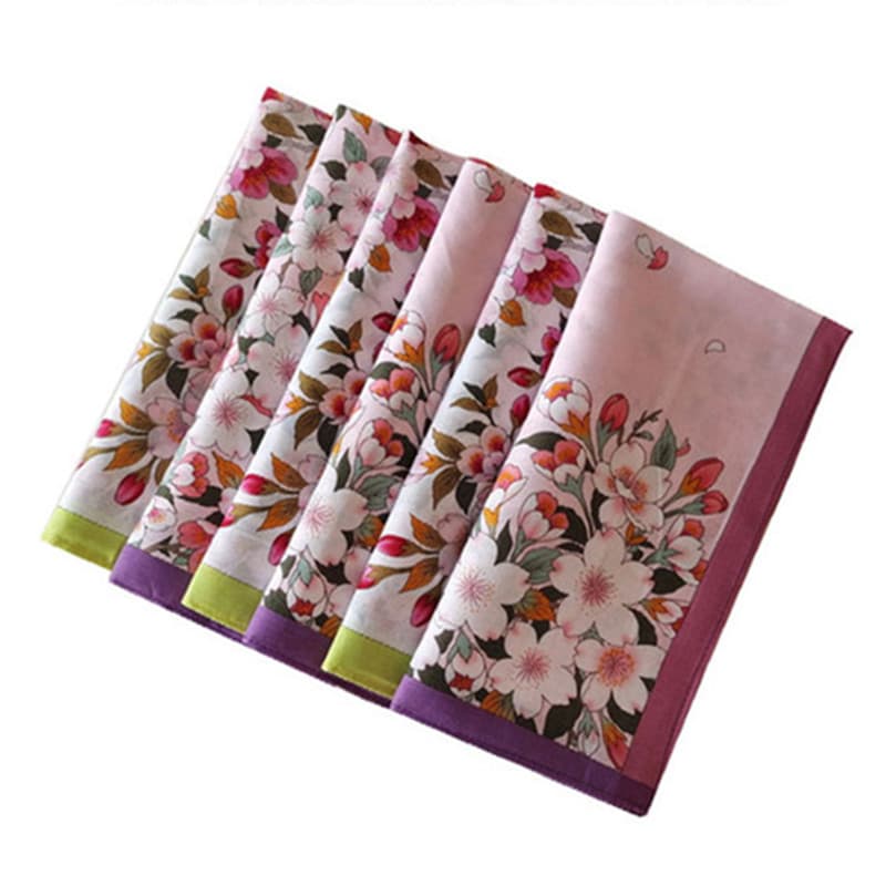 3 Unidades 45x45cm 100 % Algodão Vintage Flor Lenço Feminino Toalhas De Mão Macias Presente De Festa De Casamento