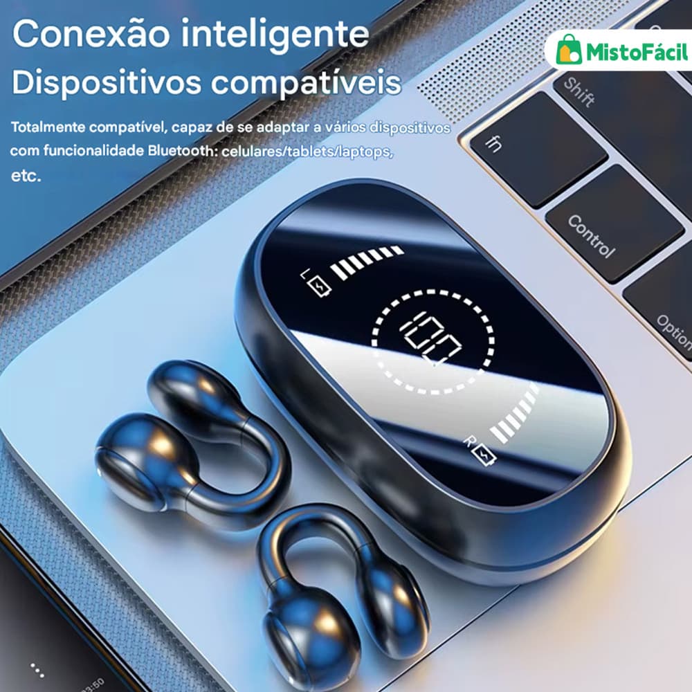 Fone Bluetooth Clip 2026 Leve e Confortável Não Intra Auricular Bateria de Longa Vida Proteção Auricular Eficaz