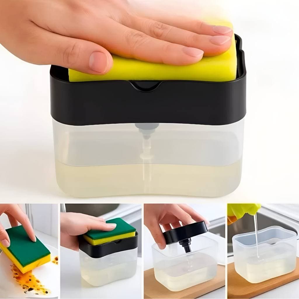 Kit 1/2/3 Dispenser de Detergente Porta Sabão Líquido com Suporte Para Bucha e Esponja Limpeza Cozinha