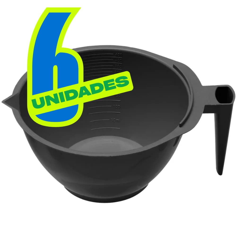 KIT 6 TIGELAS GRADUADA CUMBUCA CUBETA CANECA P/ TINTURA C/ SUPORTE PINCEL MULTIUSO COLORAÇÃO