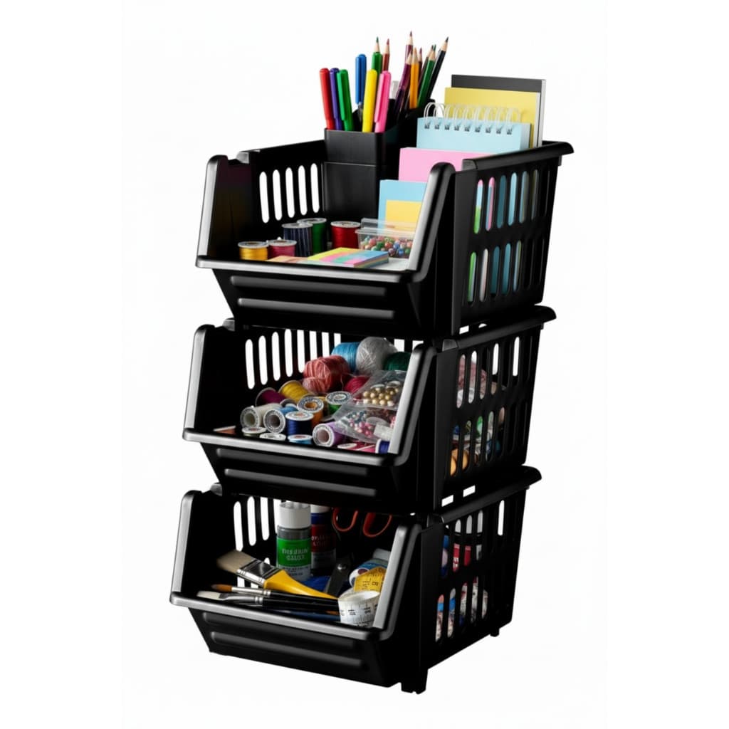 Kit 5 Cestos Mini Gaveteiro Empilhável Bin Plástico Organização Aumentar Espaço Produtos Limpeza