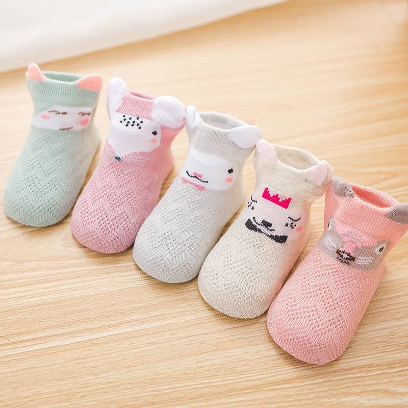 5 Pares De Algodão Menino Criança Meias Crianças Verão Malha Para Recém-Nascidos Bebê Bonito Dos Desenhos Animados
