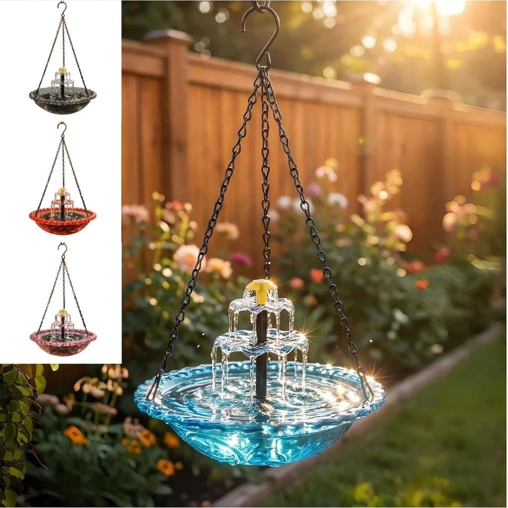 Fonte solar para banhos de pássaros ao ar livre, modelo 2026, fluxo de água em três camadas, banho para colibris ao ar l