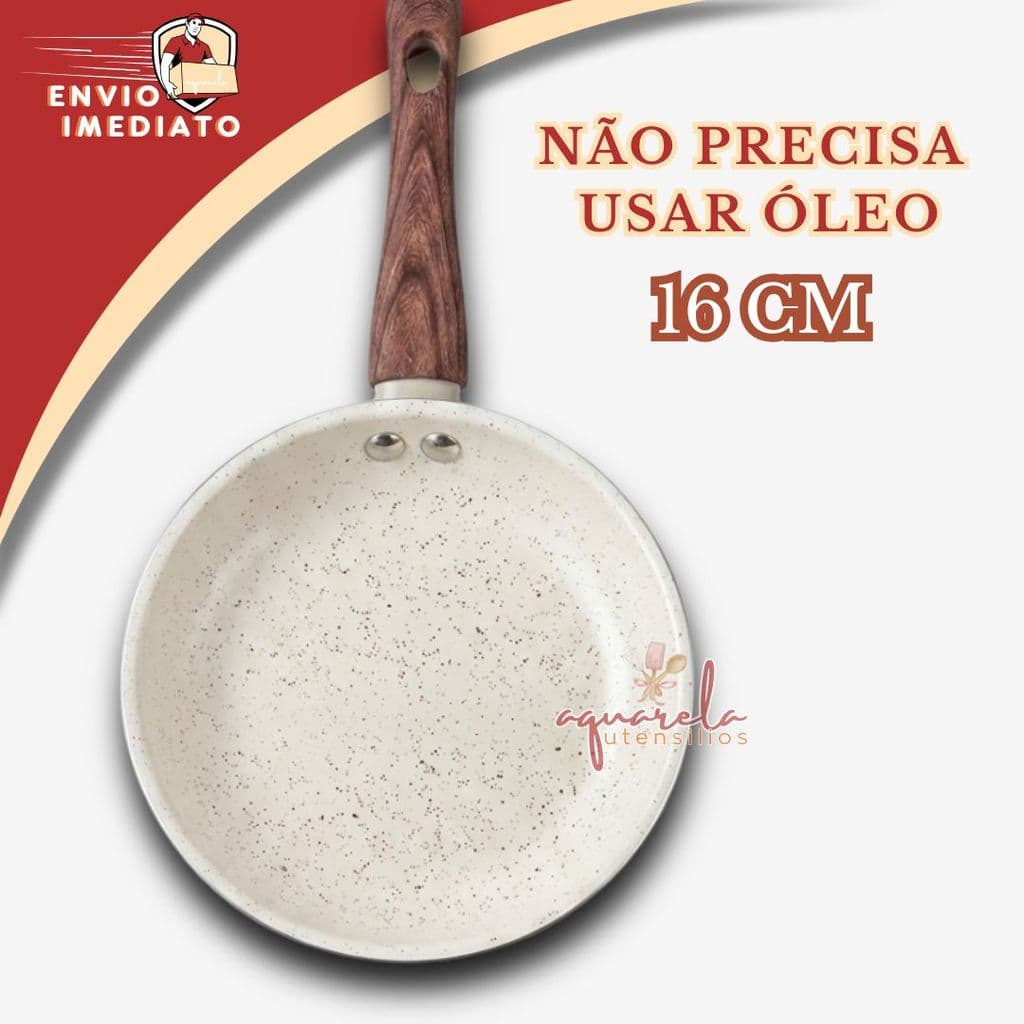 Frigideira Antiaderente Cerâmico Não Usa Óleo Branca Bege Fundo Triplo Premium Indução