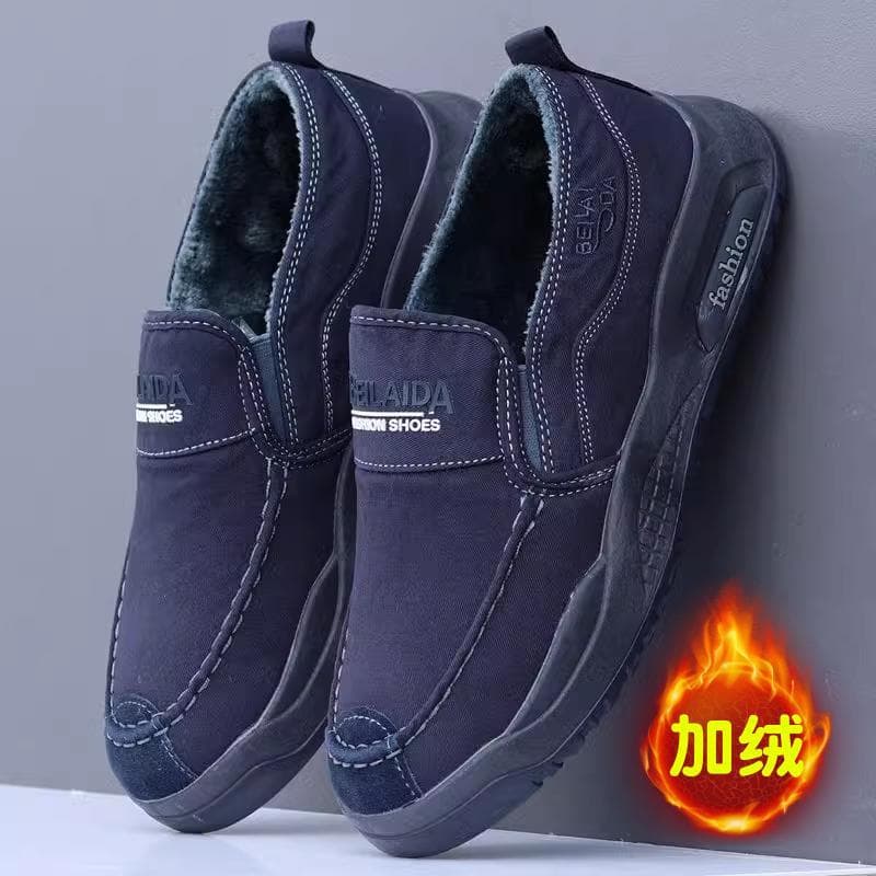 Velho pequim sapatos de pano outono inverno sapatos de algodão forro de lã engrossado sapatos quentes deslizamento-On pa