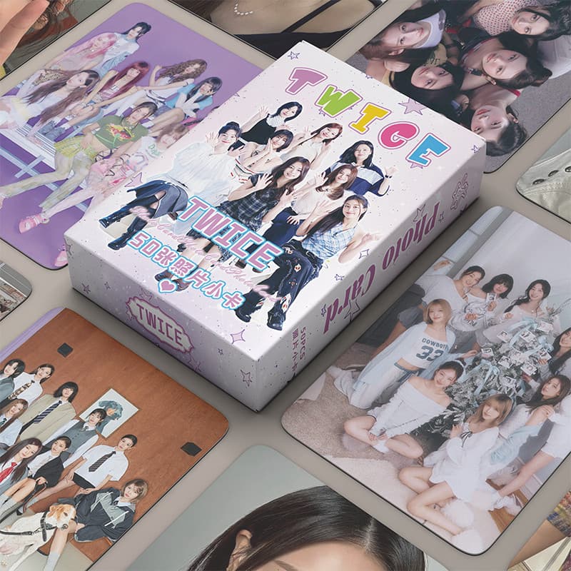 50 peças/caixa Cartão Fotográfico TWICE com Cartão Laser, Cartão LOMO, Álbum de Fotos KPOP PIDT