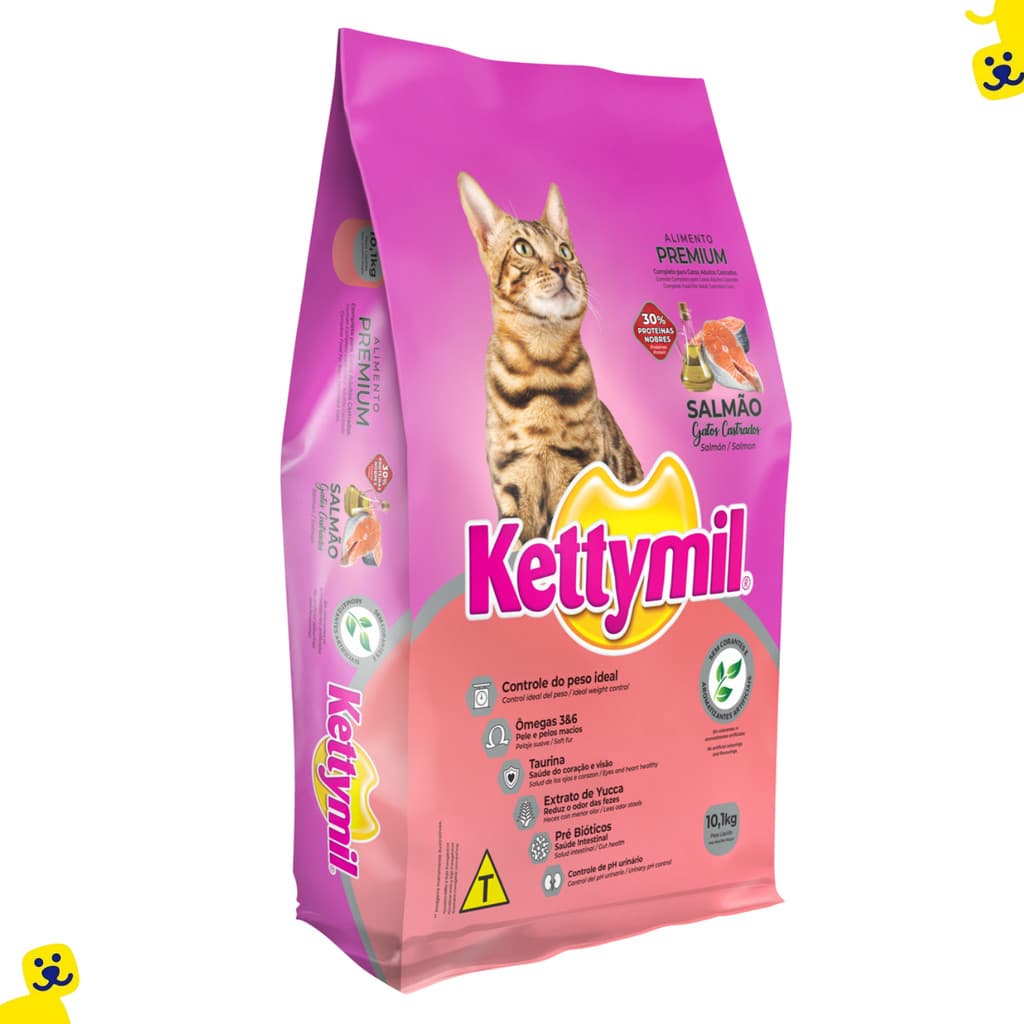 Ração Gato Castrado Ração Kettymil Gato Castrado Ração para Gatos Castrados 10kg Salmão Ração Gato