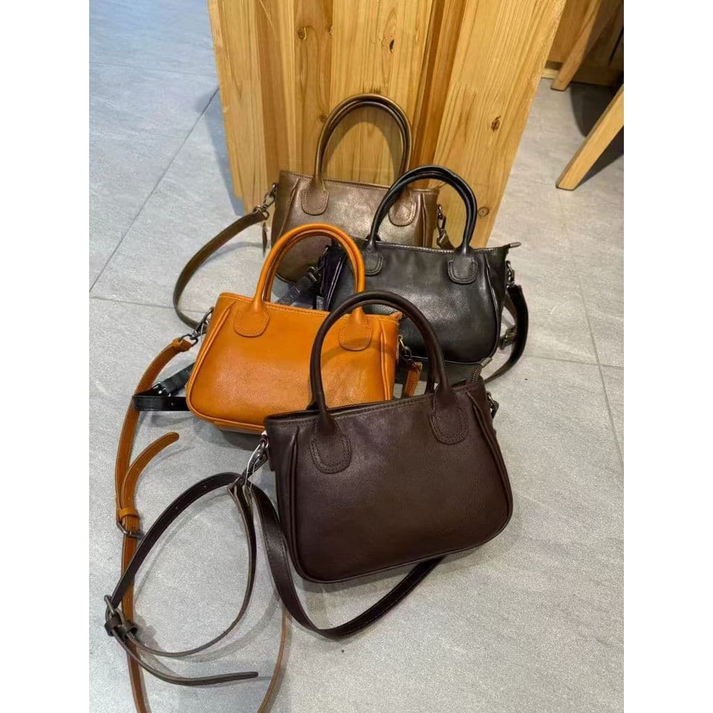 Primeira camada de couro pequeno quadrado saco de couro genuíno feminino pequeno saco do mensageiro bolsa de ombro femin