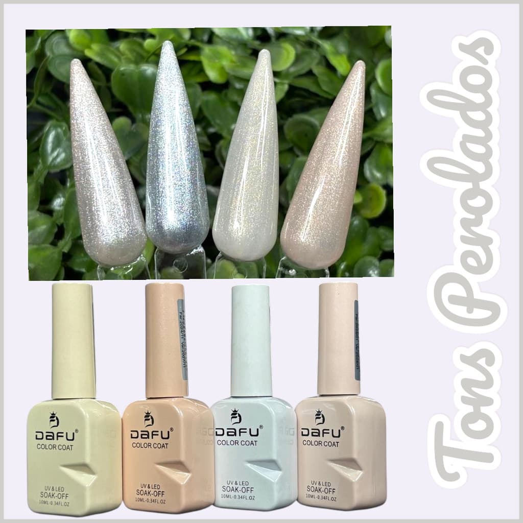Kit com 4 Perolados Dafu Esmalte em Gel 10ml Para Alongamento ANVISA