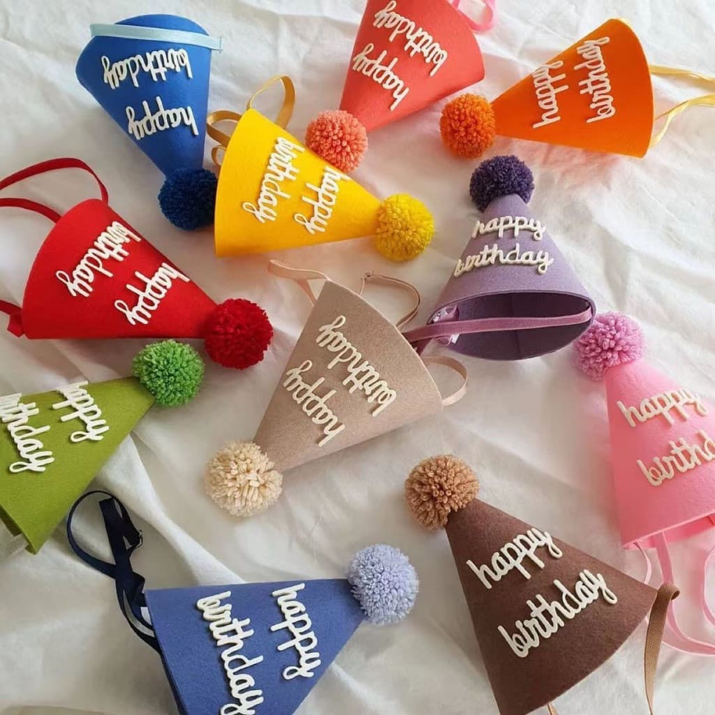 Chapéu De Feltro Para Aniversário Infantil , Festa , Tecido , Colorido , Adulto , Cone , Cocar De Animal , Sem Faça Você