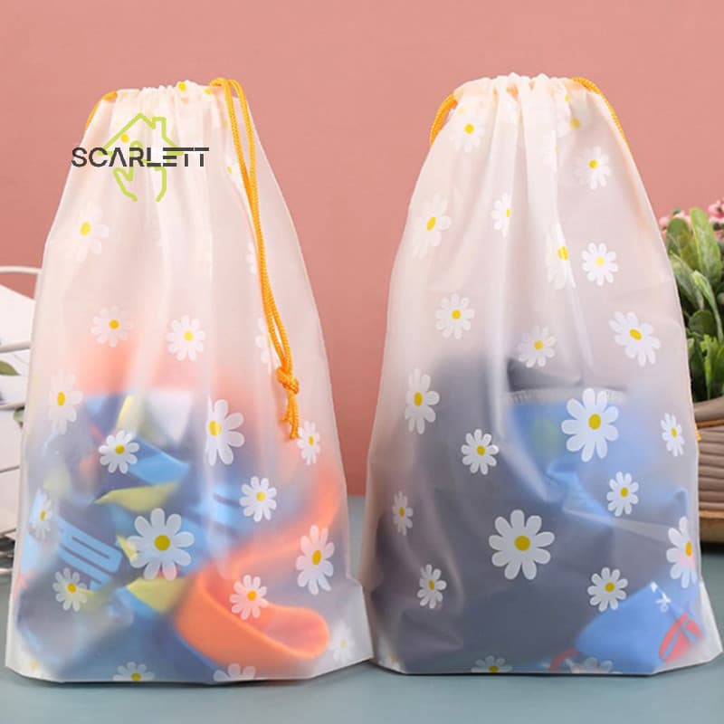 [Scarlett] 10PCS Drawstring Sacos Para Armazenamento De Calçados À Prova D'água EVA Daisy Pattern Packaging Organizer Ma