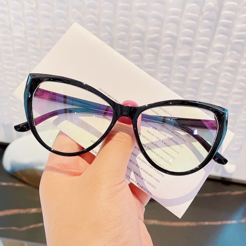 Retro Anti Luz Azul Olho De Gato Óculos De Lente Transparente Feminino