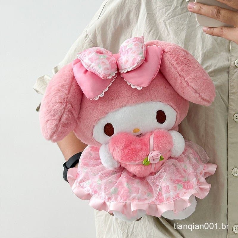 30cm Sanrio Pink My Melody Com Amor Coração Brinquedos De Pelúcia Desenho Animado Kuromi Plushie Boneca